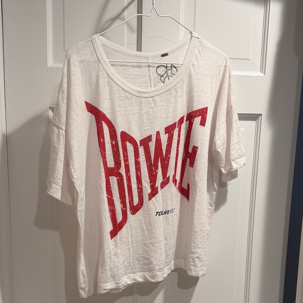 Chaser White Tee Like New,  David Bowie semi sheer (burn out ) boxy t shirt